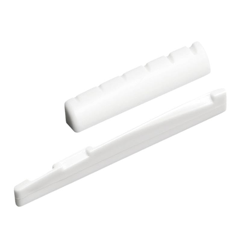 DYNWAVE Acoustic Guitar Bridge Saddle Guitar Nut Set Replace Parts Upper Lower String Nut for Acoustic Folk Accs, white