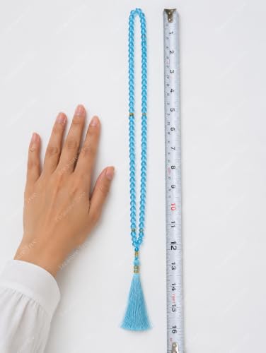 Image of Islamic Salat Prayer Tasbih - 100 Crystal White Beads - Tasbeeh for Dhikr, Zikr, and Meditation (Blue)