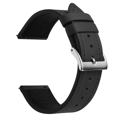 TODYSTRAP Correa de Reloj de Cuero 22mm,Correas para Reloj de Hombre de Liberación Rápida,Elegantes Correas para Relojes Negro de Grano Superior,Correa de Reloj de Repuesto para Reloj y Smartwatch