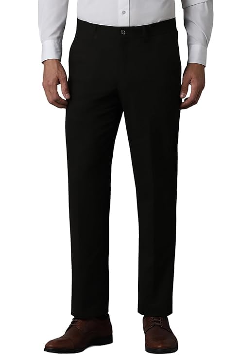 Classic Black Regular Fit Formal Pants for Men – Non-Stretch Matty Trousers for Office, College & Events-picture-37