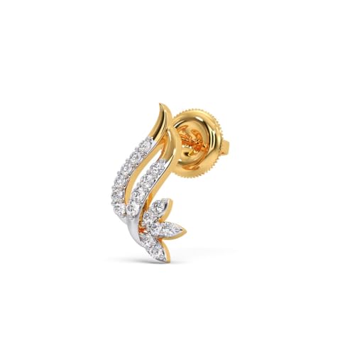 CANDERE - A KALYAN JEWELLERS COMPANY 14K BIS Hallmark Pure Yellow Gold and certified SIIJ Real Diamond Stud Earring for Women with Screw Back closure - Image 2