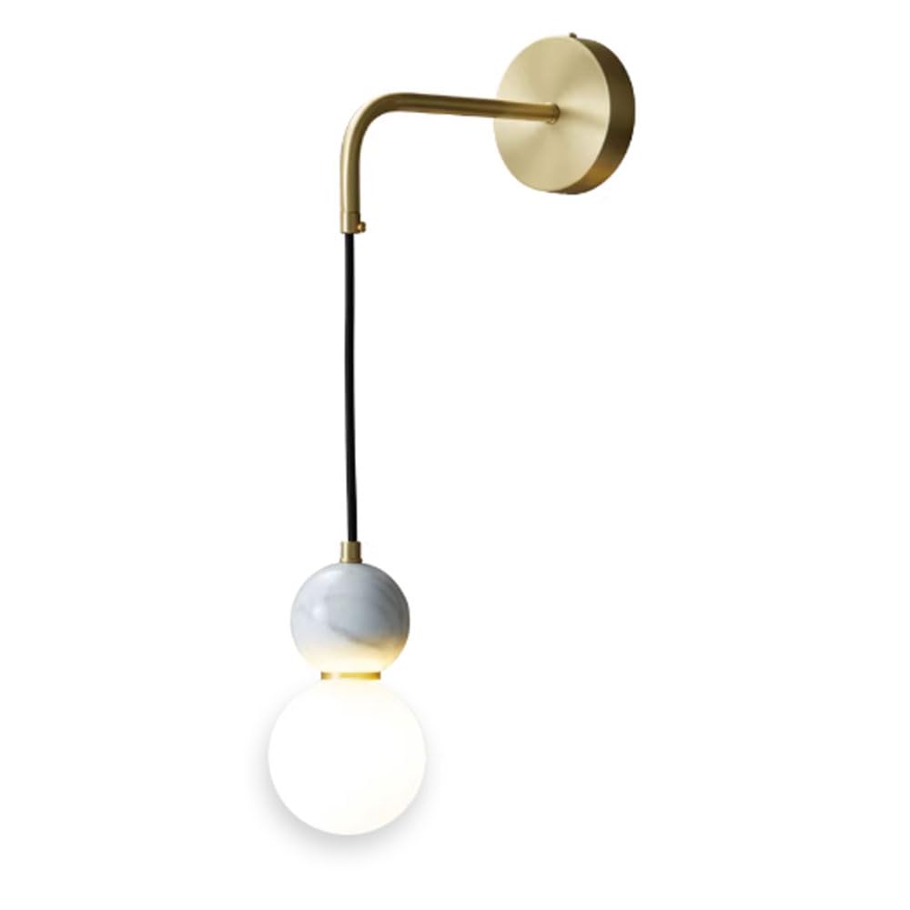XYBZJP G9 Screw Single-Head Wall Light, Nordic Industrial Style Marble Glass Wall Lamp, Creative Wall-Mounted Light Fixtures, Entryway Living Room Hallway Decorative Wall Sconce