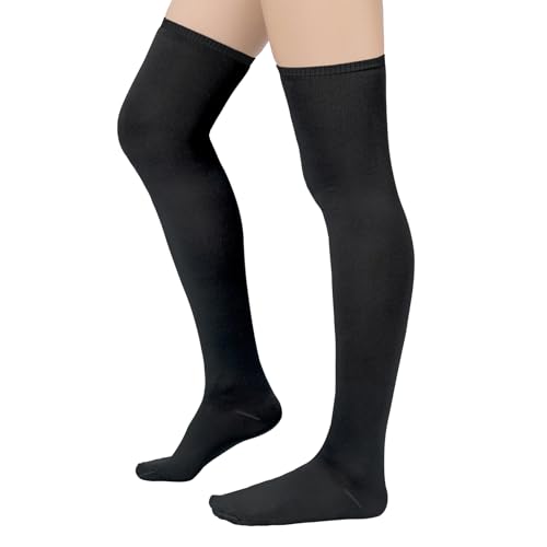 Durio 3 Pairs Thigh High Socks for Women - Striped Over the Knee Long Stockings4