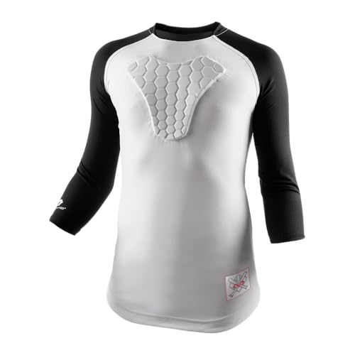 McDavid MD7630-0201-32 HEX Sternum Raglan 3/4 Shirt White/Black Adult-S