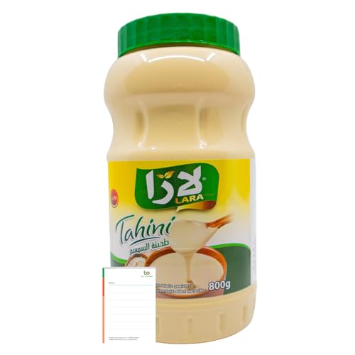 Lara Tahini 800g 100% Gerösteter Sesam Reines Sesammus ohne Zusätze Vegan Glutenfrei & Reich an Proteinen + Bens Garden Notiz Set