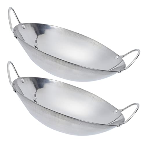 Wok de acero inoxidable con doble asa y set de 2 piezas miniatura 1