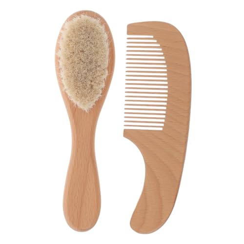 VICASKY Hair Baby Hair Brush Set Gentle Wood Handle Newborn Scalp Brush Soft Brush for Baby Grooming