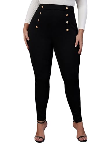 Plus high Waist Button Detail Skinny Pants