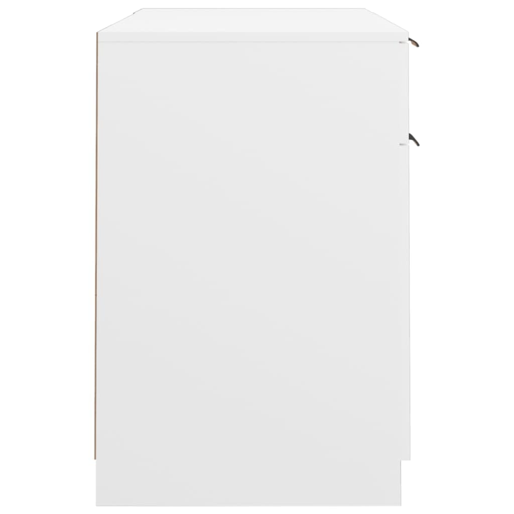 Scrivania bianca con mensola, in legno, 100 x 50 x 75 cm, materiale resistente, molto spazio, design moderno per ufficio e studio