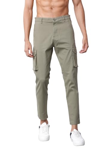 Image of Highlander Men's Slim Fit Cargo Trousers| Stylish & Comfortable for Casual, Travel & Active Wear | Trouser for Men | Men Trousers