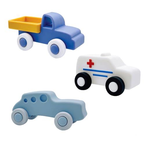 Image of Silicone 3-in-1 Montessori Cars for Kids 3+ Years, Baby Toys, Soft Baby Teething Toys, Sensory Developmental Education Toys for Toddler Baby, Infant Toys, Set of 3 (Multicolor 1)