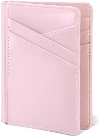Miroddi Women's Wallet, Bifold Minimalist Wallets for Women, Leather Front Pocket Wallet, Credit Card Holder for Women, RFID Blocking Wallet, 9 Card Slots and 4 Storage Pockets, Pink