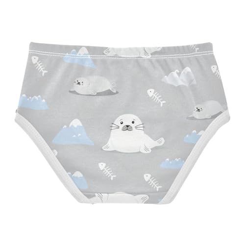 Stylish Toddler Underwear Custom 2t Cotton Little Girl Panties Cute Cartoon White Seals Gray Underpants Briefs2
