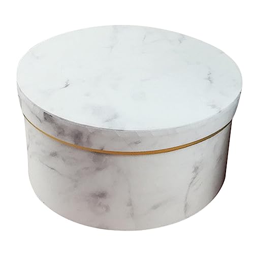 EXCEART ギフトボックス フラワーボックス ラッピング 箱 プレゼントボックス 生花 丸形 手作り 大理石調 アクセサリー 収納 結婚式 誕生日 プレゼント