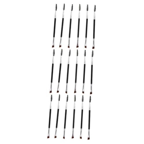 Housoutil 3sets Eyebrow Makeup Kit 2-in-1 Brush Lash Curler Variety Portable and Easy to Clean Aluminum Wooden Makeup Tools 6pcs*3