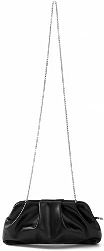 Image of Evening Bag for Women Ruched Clutch Purse Detachable Metal Chain Crossbody Bag