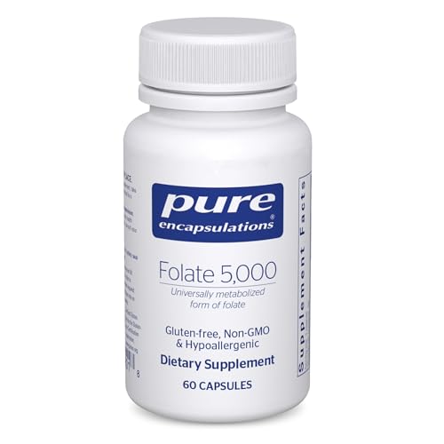 Pure Encapsulations - Folate 5 000 - Activated Vitamin B9 as 5-Methyltetrahydrofolate (5-MTHF) - 60 Capsules