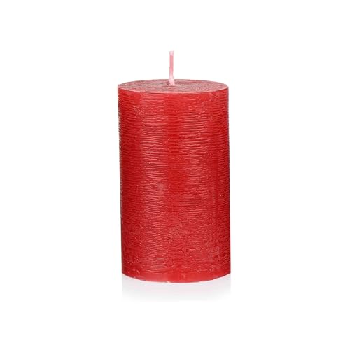 NKlaus Vela rústica de Adviento rojo vino 6 x 10 cm – Vela de cera para decoración de Navidad, corona de Adviento y decoración de mesa, larga duración de combustión
