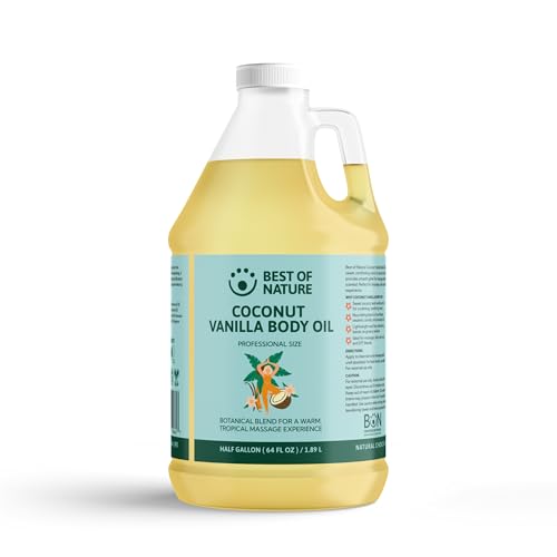 Best of Nature Coconut Vanilla Massage Oil Gallon Massage Oil for Massage Therapists Professional Body Oil for Massage Smooth Glide Light Scent 64 fl oz
