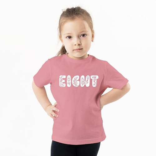 Floral Eight Birthday Shirt for Girls Cute Children's Flower Theme Birthday Party Outfit2