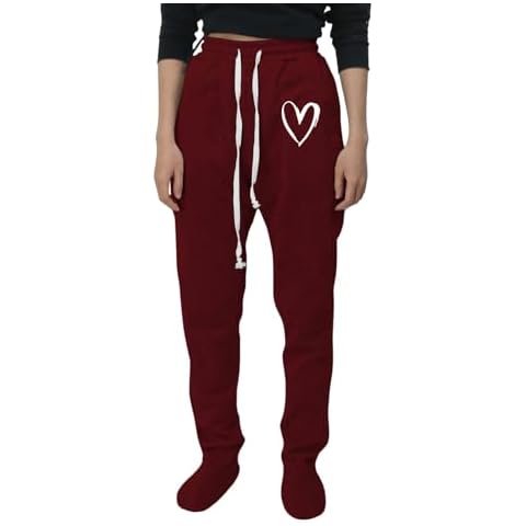 Aniywn Fleece Footed Pajamas for Women Winter Soft Warm Elastic Waist Sweatpants Casual Loose Loungewear Trousers with Feet Cover