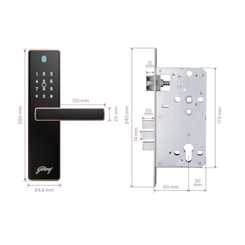 Image of Godrej 'New Launch' Smart Lock | Neo Prime Digital Lock for Wooden Door | Fingerprint, PIN, RFID Card & Mechanical Key | 4 in 1 Access | Rose Gold |3 Yrs Warranty