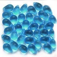 Czech Glass Teardrop Beads 9mm Aqua Blue 50