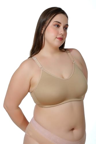Image of MAROON Cotton Satin Blend Seamless Non Padded Non-Wired Full Coverage Women Minimizer Bra