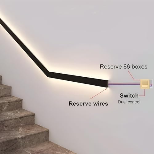 Adjustable Wall-Mounted Indoor Stair Rails with Motion Sensor LED Lights, 3 Color Options, Perfect for Outdoor Steps, Porch & Entryway - Black 1m Safety Solution