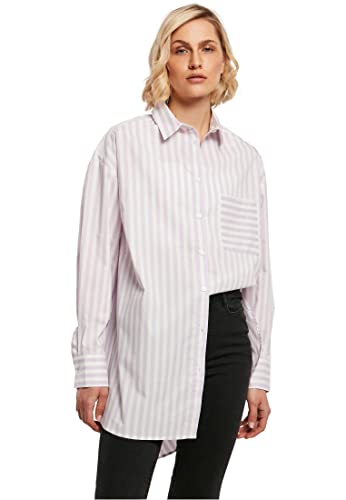 Urban Classics Camisa de Rayas Oversize para Mujer, Blanco/Lila, S