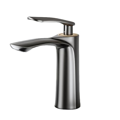 qingshenyi 洗面用水栓 シングルレバー混合水栓 トイレ 手洗い 立水栓 手洗いボウル用 洗面台 水道 蛇口 取り付けホース付き (スタイル1,グレー)