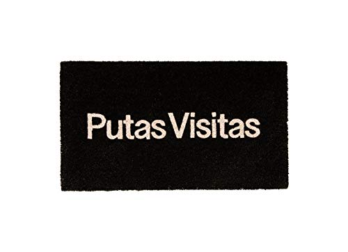 Fisura DM0937 Doormat Funny Indoor Inside Large Rectangular, 70x40cm, PVC & Coir, Visitas, Black, 40 x 70 cm (Rectangular)
