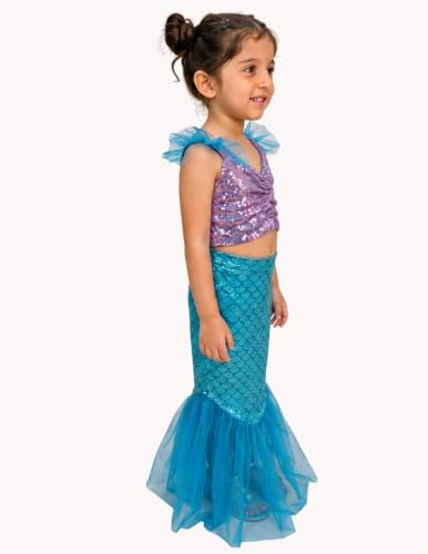 Image of BookMyCostume Girls Fancy Dress & Costume Collection - Mermaid Outfits Set & Rainbow Sequin Dresses - Princess, Kids Birthday, School Annual Day & Role-Play Costumes for Girls