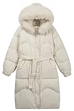 [90% weiße Entendaunen]Die gesteppte Winterparka-Jacke mit dem perfekten Verhältnis von Gewicht zu Wärme und angepasster hochwertiger Baumwolle und Füllung aus 90% weißen Entendaunen, um das Austreten von kalter Luft zu verhindern gemütlich an kühlen Tagen