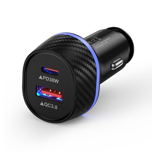 VK[\Pbg USB & USB-C 2|[gyPD30W+QC3.0/}z J[`[W[ ^  [d Type-C [\Pbg 12V/24VԑΉ ԍڏ[d ^Cvc iPhone/Android/iPadΉ ubN
