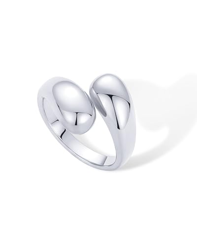 Pavoi 2311-R06-W7 Rhodium Plated Chunky Open Twist Stackable Rings For Women | Bold Crossover Statement Ring Band thumb #4