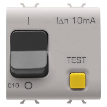 Gewiss GW13485 Interruptor automático magnetotérmico diferencial, curva C, beige, 1P + N, 10 A corriente nominal, 3 kA potencia de interrupción, 2 módulos