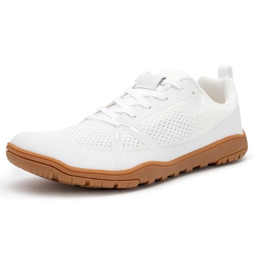 Pulltop Barefoot Trail Running Shoes for Womens - Wide Toe Box | Zero Drop Sole | Minimalist Crossfit Training Shoes, Wt05w | White, 10 Wide