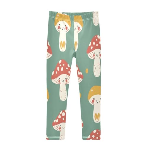 Bolaz Toddler Girls Leggings Printed Yoga Pants Leggings Red Yellow Mushroom for Kids