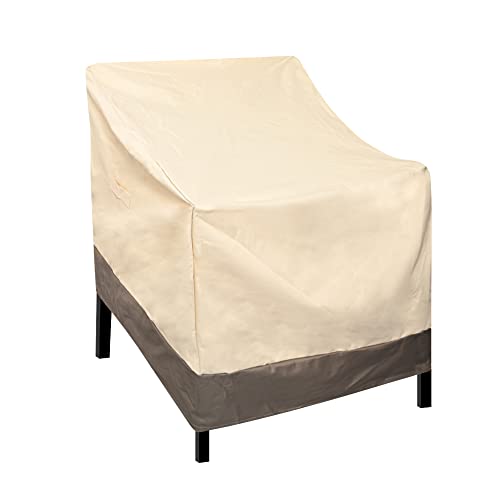 RosieLily Outdoor Chair Covers, Patio Chair Covers Waterproof, 600D Heavy Duty Stackable Patio Furniture Covers, Standard-1 Pack, Khaki&Brown