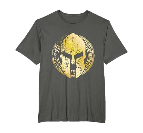 Gladiador Casco Símbolo Espartano Oro Esparta Mitología Gimnasio Camiseta