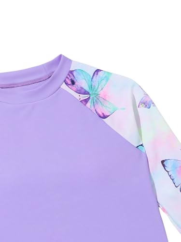Image of WDIRARA Girl's 3 Piece Butterfly Print Tankini Swimwear Set Boho Raglan Sleeve Bikini Sets Bathing Suit