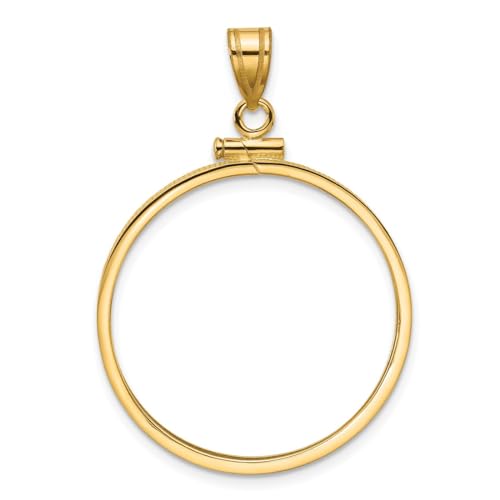Generic 14k Polished 27.0mm x 2.35mm Screw Top Coin Bezel Pendant, Yellow