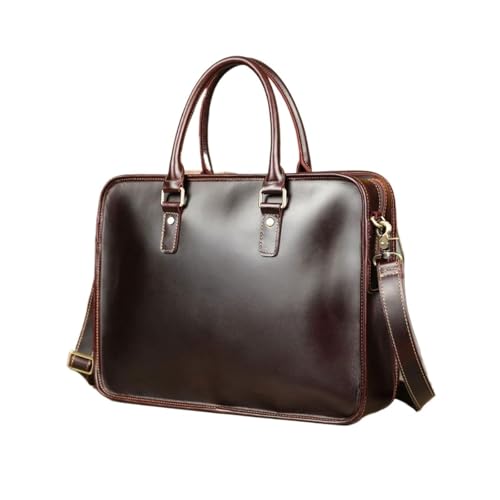 Cosmawn Maletíne Maletín de piel for hombre, for portátil de 15 pulgadas, bandolera, bolso de hombro, maletin viajes de negocios y trabajo.(Bruin)