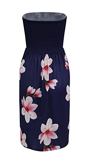 Image of Zyyfly Summer Strapless Dress for Women Tube Top Sundress Casual Beach Cover Ups