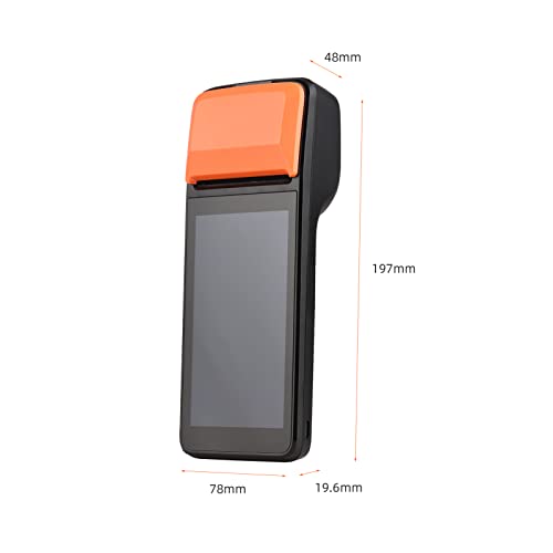 Image of POS Receipt Printer, Handheld 3G PDA Terminal for Android 8.1 1D 2D Barcode Scanner, Support 3G BT WCDMA, with 5in Touchscreen, 58mm Width Thermal Label Printing for Supermarket Small Business