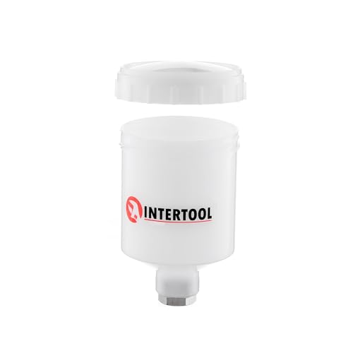 Image of INTERTOOL Paint Gun Cup, HVLP, 125 ml / 125cc, Mini, М14 х 1 mm Thread, Replacement Holder Pot for Most Gravity Feed Small Sprayers, Plastic, Semi-Transparent PT08-1900