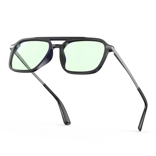 Goiteia Blue Light Glasses for Woman Men-Light Green Tint Sunglasses UV Protection-Ease Computer and Digital Eye Strain-Ultra Light & Spring Hinges for Better Comfor