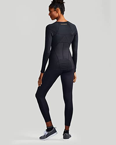 Tommie Copper Womens Long Sleeve V Neck Compression Shirt with Front Zipper – Posture Corrector Back & Shoulder Support2