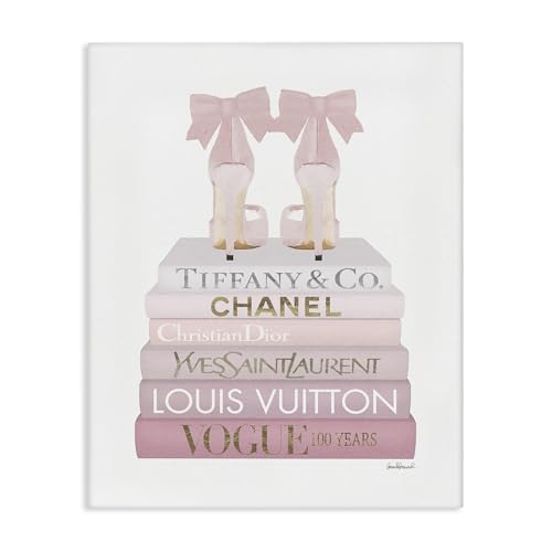 Stupell Industries Chic Shoes Glam Bookstack, Designed by Amanda Greenwood, 24 x 30, Canvas Wall Art